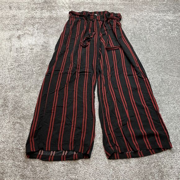 Torrid Paperbag Sweatpants Womens Plus Size 0 Red Black Striped Harem Soft 32x28 - Picture 1 of 10